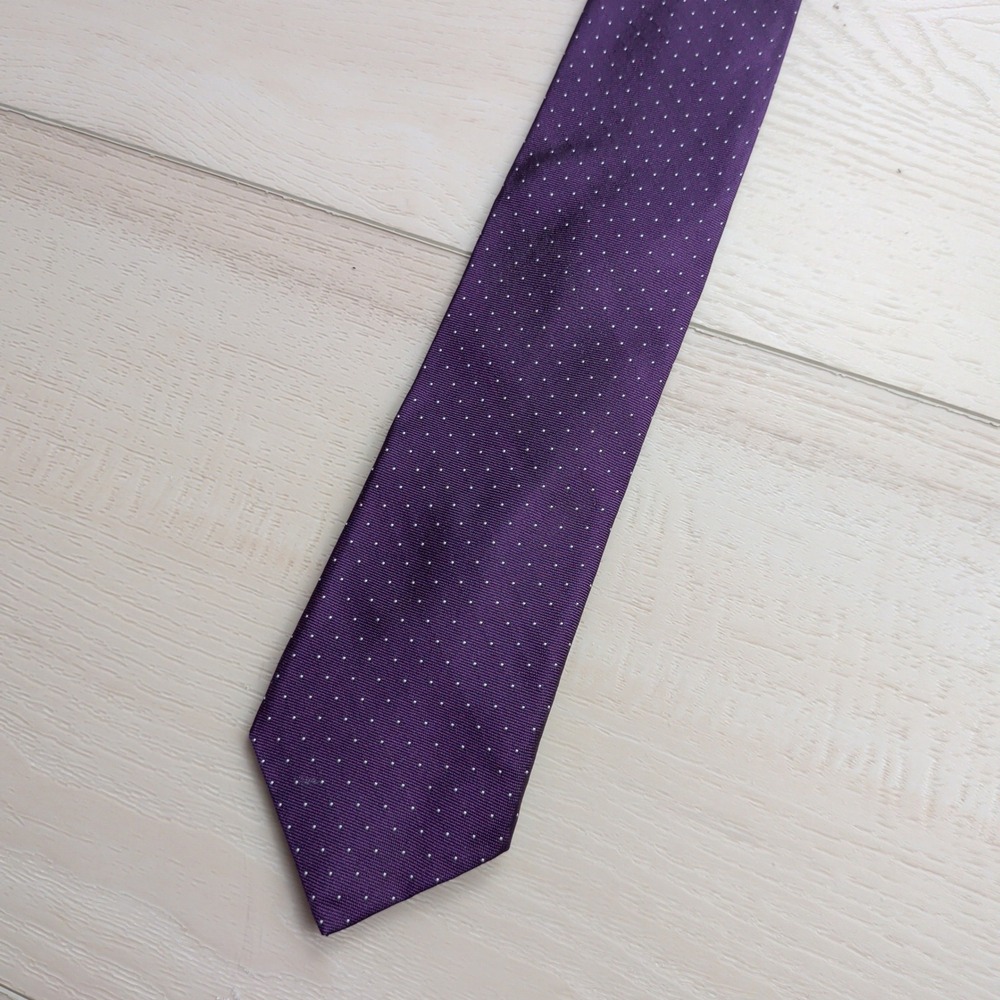 Todd Snyder Mens Tie Necktie Purple Silk Micro Dot Necktie Made in USA